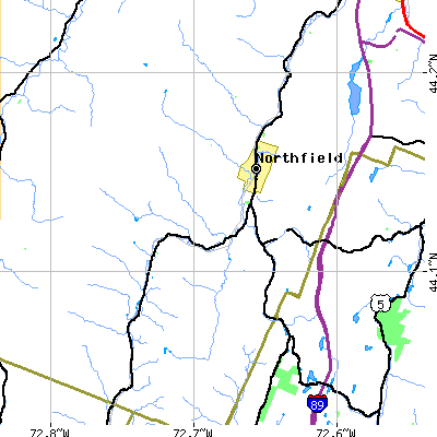 Zip code 05663 close-up map