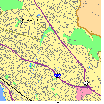 Zip code 94602 close-up map