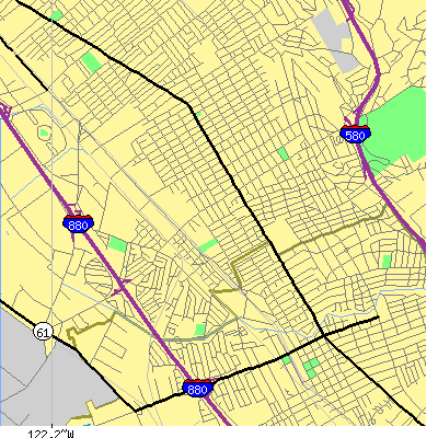 Zip code 94603 close-up map