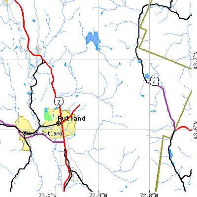 Zip code 05701 close-up map