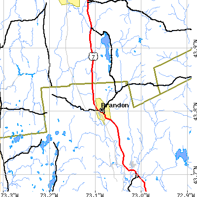 Zip code 05733 close-up map