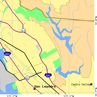 Zip code 94605 close-up map