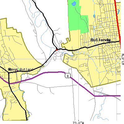 Zip code 05736 close-up map