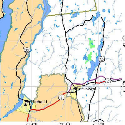 Zip code 05743 close-up map