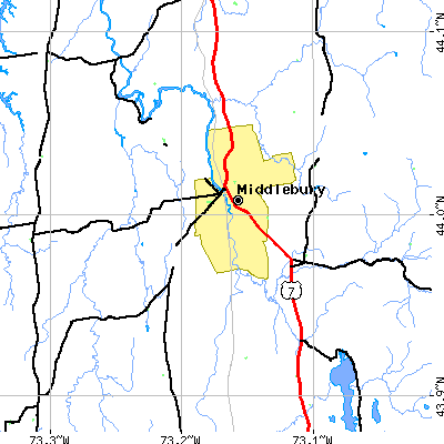 Zip code 05753 close-up map
