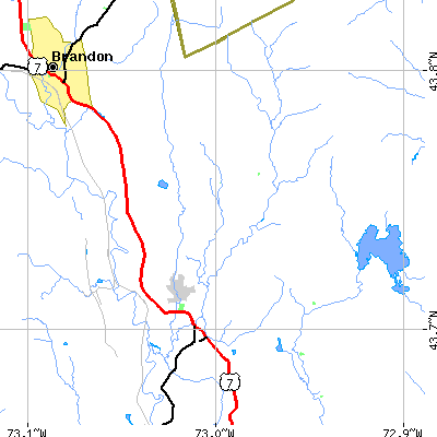 Zip code 05763 close-up map