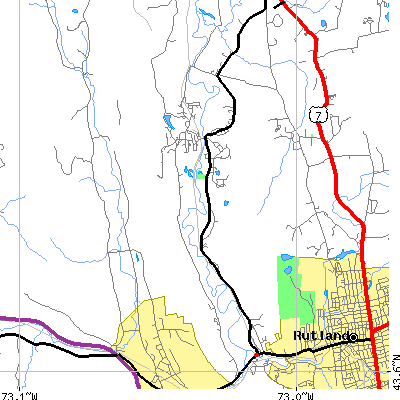 Zip code 05765 close-up map
