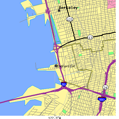 Zip code 94608 close-up map