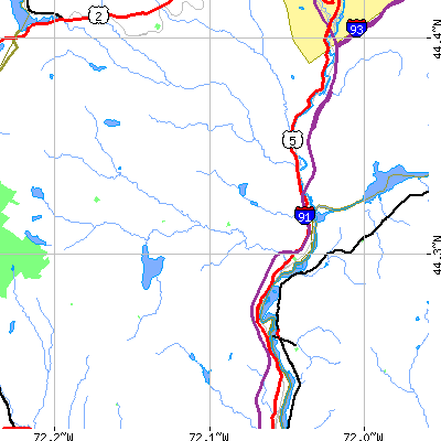 Zip code 05821 close-up map