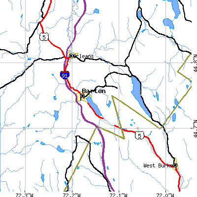 Zip code 05822 close-up map