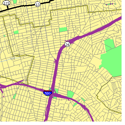 Zip code 94609 close-up map