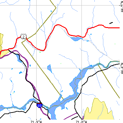 Zip code 05824 close-up map