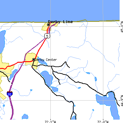 Zip code 05829 close-up map