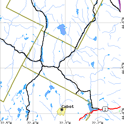 Zip code 05843 close-up map