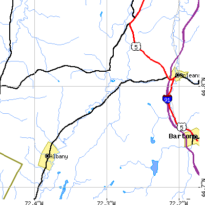 Zip code 05845 close-up map