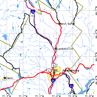 Zip code 05851 close-up map