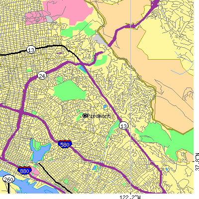 Zip code 94611 close-up map