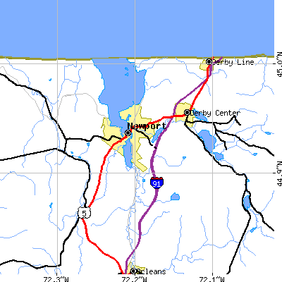 Zip code 05855 close-up map
