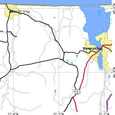 Zip code 05857 close-up map