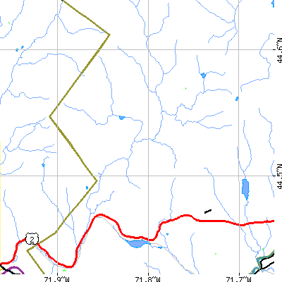 Zip code 05858 close-up map