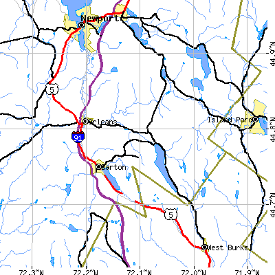 Zip code 05860 close-up map