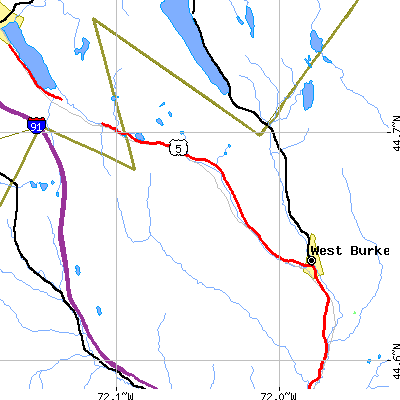 Zip code 05867 close-up map