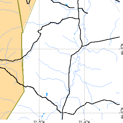 Zip code 05874 close-up map