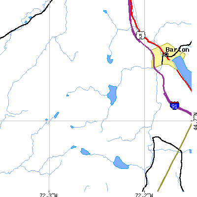 Zip code 05875 close-up map