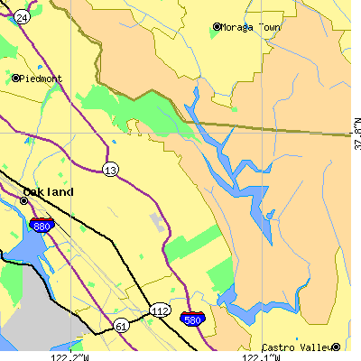Zip code 94619 close-up map
