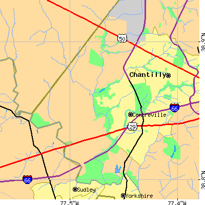 Zip code 20120 close-up map