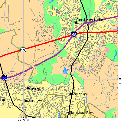 Zip code 20121 close-up map