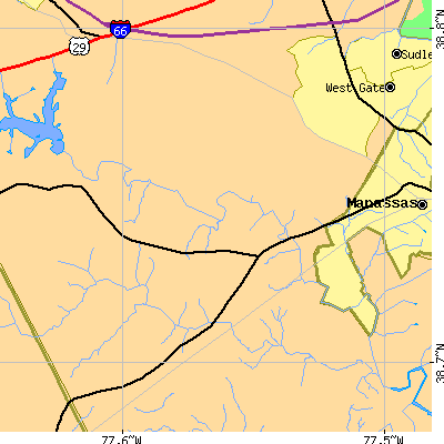 Zip code 20136 close-up map