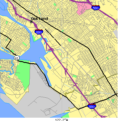 Zip code 94621 close-up map