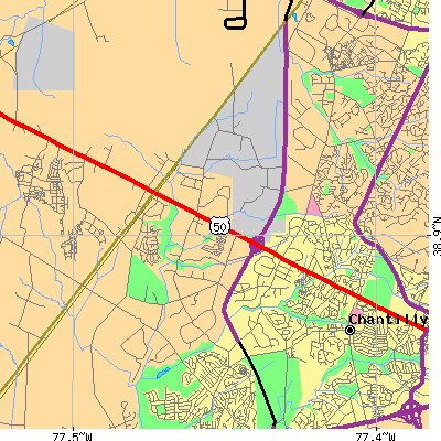Zip code 20151 close-up map