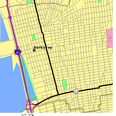 Zip code 94702 close-up map