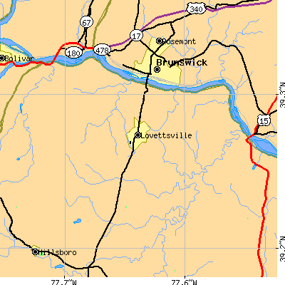 Zip code 20180 close-up map
