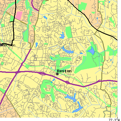 Zip code 20190 close-up map