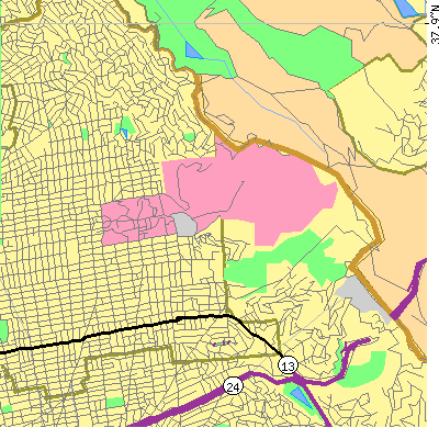 Zip code 94704 close-up map