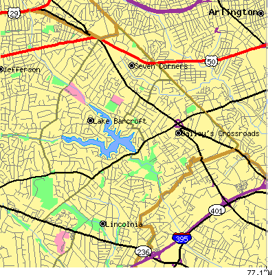 Zip code 22041 close-up map