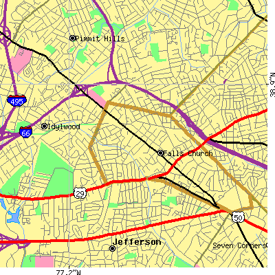 Zip code 22046 close-up map