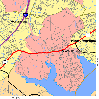 Zip code 22060 close-up map