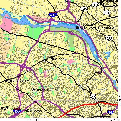 Zip code 22101 close-up map