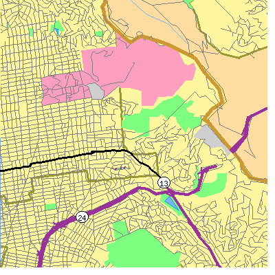 Zip code 94705 close-up map