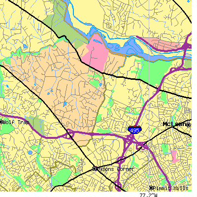 Zip code 22102 close-up map