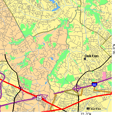 Zip code 22124 close-up map