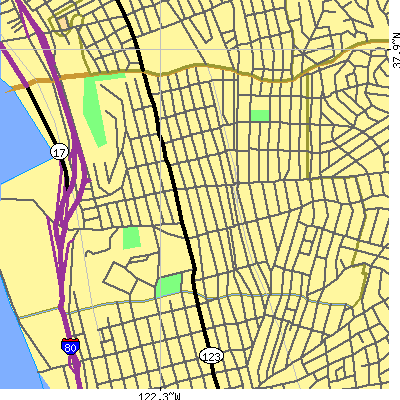 Zip code 94706 close-up map