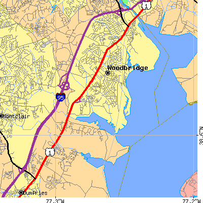 Zip code 22191 close-up map