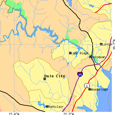 Zip code 22192 close-up map