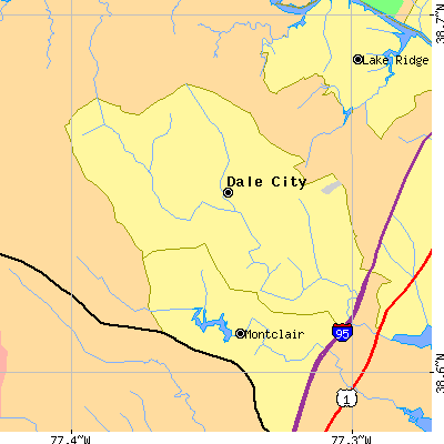 Zip code 22193 close-up map