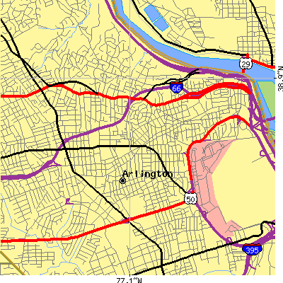 Zip code 22201 close-up map